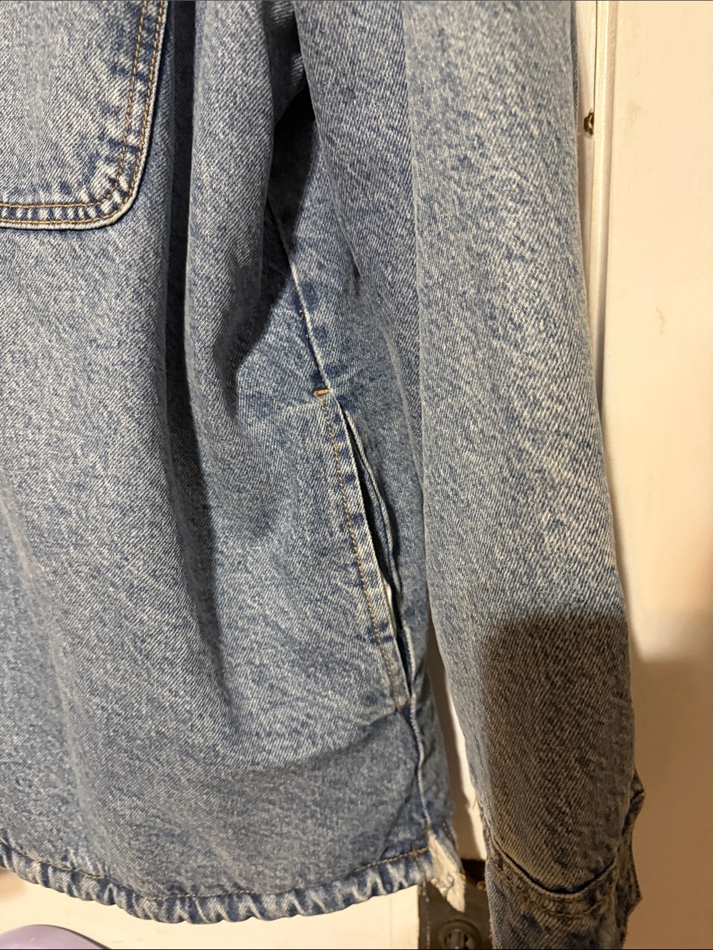 Old Navy Light Blue Denim Sherpa-Lined Jacket - Picture 7 of 13